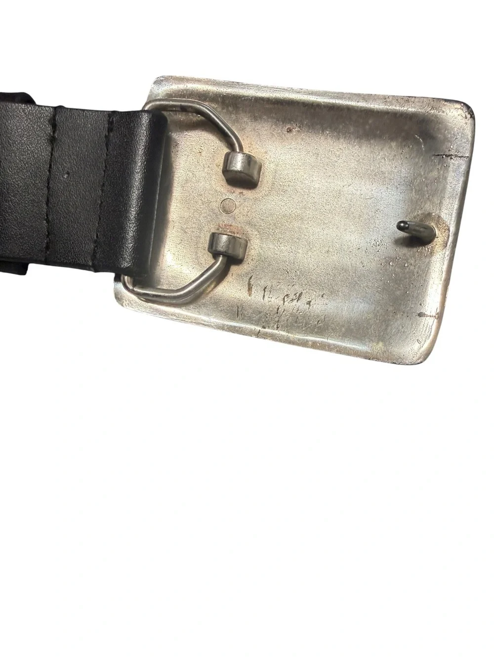 Silpada Italian Leather Black Belt Floral Engraved Silver Buckle Size Large